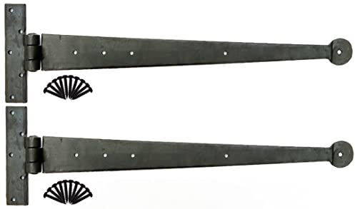 Paire de charnières en T en fer forgé à la main 45,7 cm