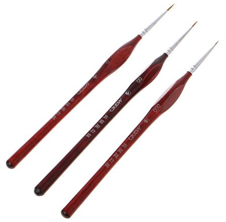 NOWON 3 Pcs Pinceaux Miniatures Professionnel Cheveux De Loup Détails Fin 0~000