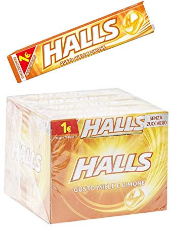10 PACCHETTI CARAMELLE HALLS GUSTO MIELE E LIMONE SENZA ZUCCHERO 32 GR