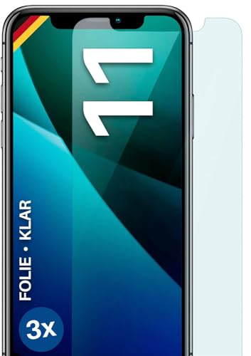 moex für iPhone 11 Schutzfolie Displayschutz Folie Ultra-klar HD 0,2 mm kompatibel mit jeder Hülle, Anbringen ohne Blasen, Handyfolie Extra Kratzfest, FlexProtect 3 Stück