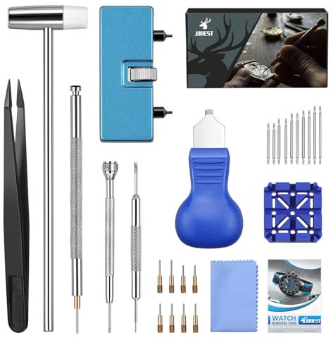 JOREST Watch Battery Replacement & Strap Adjustment, Watch Back Remover Opener, Watchmakers Repair Tool Kit for Band Resizing & Case Opening, Watch Screwdriver Bracelet Adjuster for Link Pin Removal