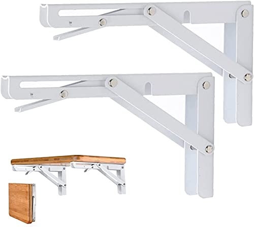 O'woda 2 Stück 400mm Klappkonsole Schwerlast, maximale Tragfähigkeit 80kg/176lb, Klappregalhalterungen, Regalträger & -Stützen, Klappscharnier für Haus Küche Büro Grill Wandhalterung - Stahl, Weiß