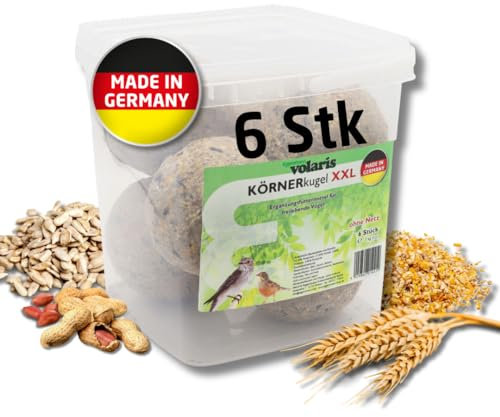 Eggersmann volaris 6 Stück Meisenknödel XXL ohne Netz 2.7 kg| Körnerkugel für Wildvögel |Nährstoffreiches Ganzahresfutter für alle Vogelarten