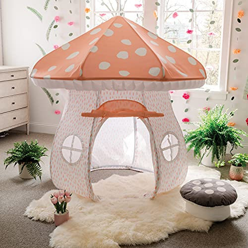 MindWare Mushroom Shaped Kids Playhouse for Boys and Girls – Gnomes and Fairy Play - PVC and Fabric Matrial - Over 5 Feet Tall, 61.5'' tall x 32.5'' diameter