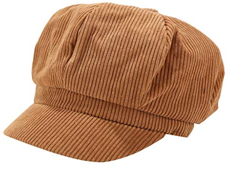 Damen Schirmmütze Winter Damen einfarbig Cord Schirmmütze mit Visier Retro-achteckige Baskenmütze Warme Baumwolle Zeitungsjunge Mütze