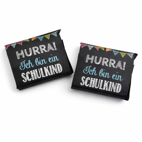 Hochzeitsshop Weddingtree Schokobanderolen Einschulung Tafeloptik Rosa Blau – Banderole für Ritter Sport Mini – Deko Schulanfang Party Mitgebsel Gastgeschenk Kinder Einschulung Tafeldesign