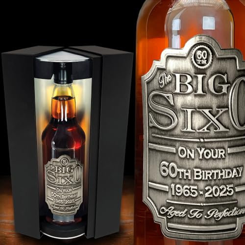 Unique 60th Birthday Gift Idea For Him Men - Award Winning Scotch Whisky Gift Set With Personalised Pewter Label With Birthday Years 1965-2025 - Supplied In A Stunning Presentation Box [EPW08]