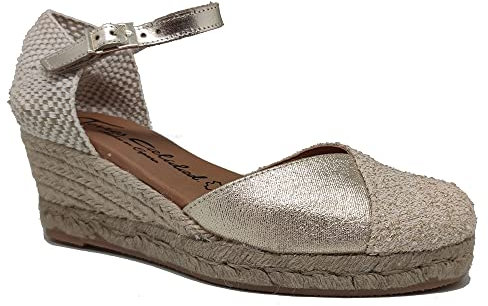 Zapatomoda Alpargatas mujer cuña torres dorada 5008