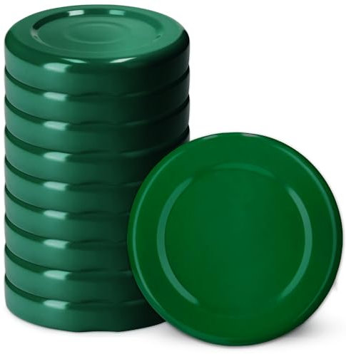 KADAX Schraubdeckel fi43 mm, Twist-Off-Deckel Set aus Metall, passend für 40ml Gläser, Ersatzdeckel mit 4 Einrastzähnen, Deckel für Sturzgläser, Flaschen und Einmachgläser (10 Stück, Grün)