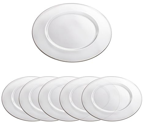 Barski Glass - Charger - Plate - Set of 6 Chargers - with Platinum Rim - Plates are 12.5 Diameter - Made in Europe