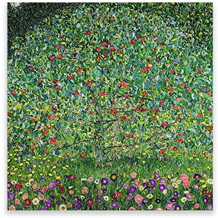 Apfelbaum von Gustav Klimt Kunstdruck auf Leinwand. Berühmte Kunst Bilder Reproduktion Kunst Ölgemälde Home Decor Art Bilder 40 x 40 cm (15,7 x 15,7 Zoll) rahmenlos