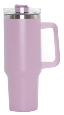 40oz stainless steel travel cup tumbler with handle, double-wall vacuum seal, vacuum insulation cup with straw and lid, travel cup(lilac colour)