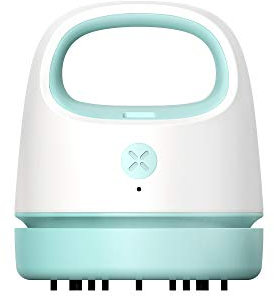 HMBTEN Mini aspiradora de Mesa, Recargable por USB, portátil, inalámbrico, de Mesa giratoria 360°, Mini aspiradora de Mano para la Escuela, el hogar, la Oficina y el Coche (Azul)