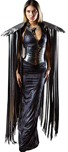 Ypser Schulterstücke mit Fransen Engelsflügeln Umhang Schal für brennende Männer Halloween Cosplay, silber, L-XL