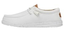 HEYDUDE Men's Wally Washed Canvas Slip On Shoe, White, Size 14