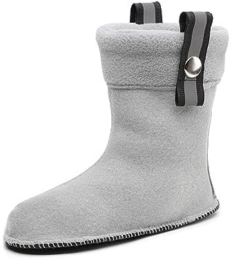 Ladeheid Stivali di gomma per bambini, calzini con chiusura, calzini riscaldanti per stivali da pioggia LA-CA-01 LA-CA-03 LA CA-04, grigio., 26/27 EU