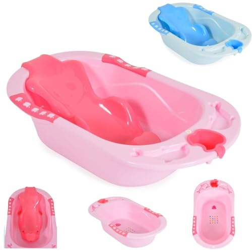 Cangaroo Babybadewanne Larissa 89 cm, herausnehmbarer Badesitz, Wasserablauf rosa