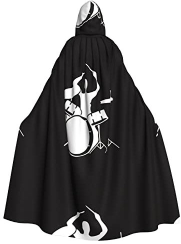 Faduni Umhang mit Kapuze für Erwachsene, Motiv: Schlagzeuger mit Kapuze, Unisex, Weihnachten, Halloween, Hexe, Party, Vampir, Umhang