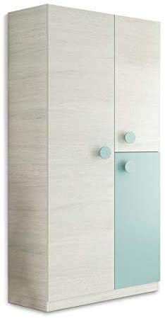 HOGAR24 ES Armario Juvenil de 3 Puertas, Medidas: 90 x 200 x 52 cm, Color Blanco Alpes y Verde Acqua