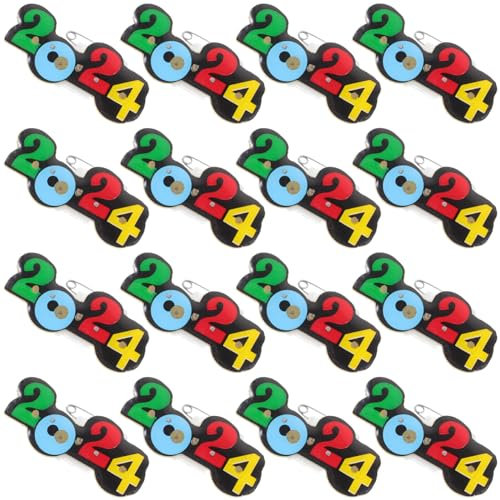 GALPADA 25 Stücke LED Leuchtende Brosche 2024 Neujahr Anstecknadel Pins Blinkende Anstecker Weihnachten Mitgebsel Spielzeug Damen Herren Kinder Silvester Party Deko