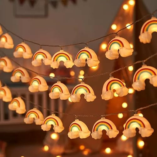 EXQUILEG Lichterkette Regenbogen - LED USB - Mit 20 Regenbogen-Lichterkette für Kinderzimmer,Garten,Party Deko,Balkon,Weihnachtsbeleuchtung