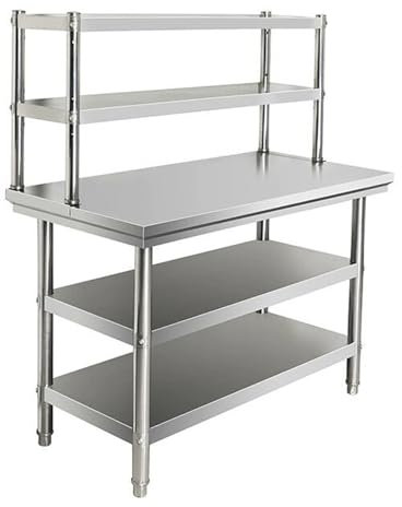 DXDRT Arbeitstisch Edelstahl mit Regale,3 Ebenen Küche Lebensmittel Zubereitungstisch mit verstellbarem Fuß,Gewerbliche Catering Arbeitstisch für Restaurant,Hotel,Bar,Garage,100x80CM/39.3x31.5IN