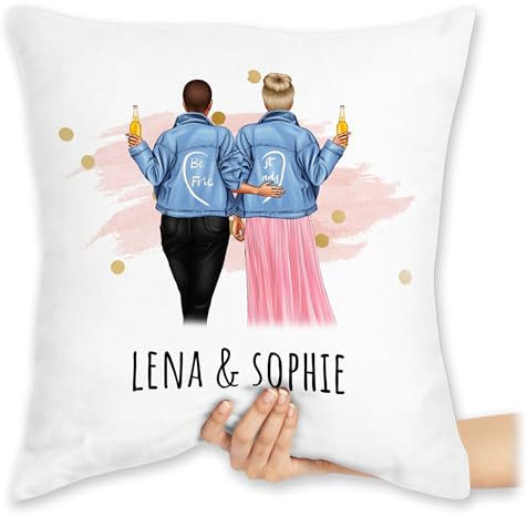 Kissen 40x40 Zierkissen - Freundin - Beste Freundinnen Geschenk Freundinnen Geschenkidee Für 2 Freundinnen Freundschaft - 40 x 40 cm - Weiß - freundschaftskissen Partner BFF freundschafts
