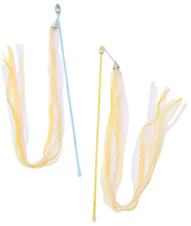 NOLITOY 2pcs Cat Teaser Toys Bells Interactive Pet Playthings for Engaging Indoor Fun Rods for Flipping and Jumping Random Colors