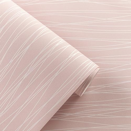 Trafagala 0,53m x 9,5m Linien Tapete Weiß Vliestapete 3D effekt Leicht Glänzend - Streifentapete Landhaus Rosa Streifen Linien Modern Strukturtapete Moderne wohnzimmer schlafzimmer