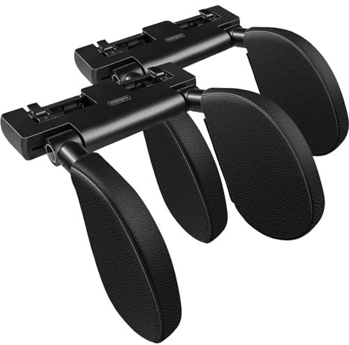 VniYors Kopfstütze Auto Kinder, Auto Kopfstütze, 180 Grad Verstellbares Atmungsaktiv Leder Nackenstütze Auto, Kopfstütze Auto Erwachsene Gut Zum Schlafen Auf Langen Reisen (2×Schwarz)