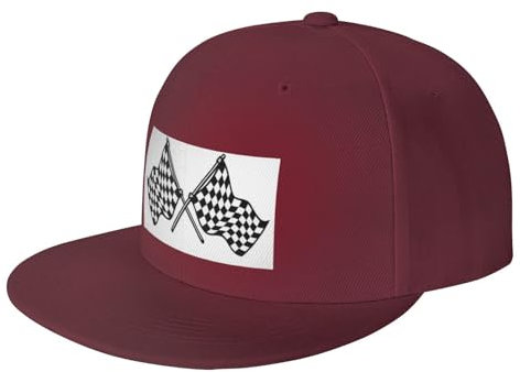 OPSREY Cappellino da baseball regolabile con stampa bandiera da gara a scacchi cappello sportivo neutro, Rosso scuro, 5-7