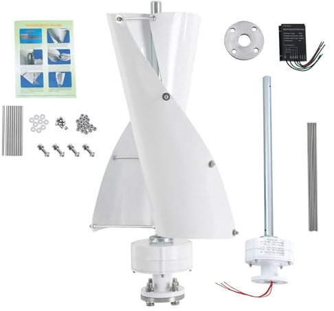 Windkraftanlage, 100W Vertikale Windgenerator mit Steuergerät, 2-Blatt-Windkraftgenerator, Windgeschwindigkeit 13m/s, Geräuscharmer, für Haus, Geschäft