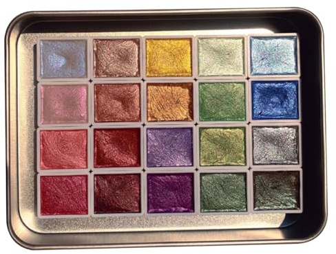 Ensemble de peinture aquarelle métallique 20 couleurs 2,3 ml boîte de peinture aquarelle pailletée palette d'aquarelle nacrée fournitures d'art pour les professionnels étudiants en art peintures
