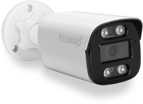 FULLWARD 2K PoE CCTV Security Camera, Smart Human/Motion Detection, Work with Smart Home IP Outdoor Camera, Up to 512GB microSD Card Slot for 24/7 Recording, with Power Adapter