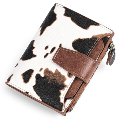 SENDEFN Portefeuille Femme Cuir Véritable Slim Porte-Monnaie Monnaie Femmes Fermeture Eclaire Portefeuille et Multi Cartes Anti RFID Blocage Court Portefeuilles