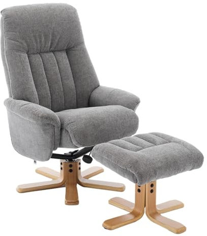 Morris Living Swivel Recliner Chair - The Paris - With Matching Footstool in Lille Fabric - Choice Of Colours (Charcoal)