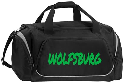 multifanshop Sporttasche - Wolfsburg - Textmarker - Druck grün - Tasche Größe one size schwarz