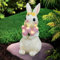 Solar-Kaninchen-Gartenstatuen, Kaninchen Solar Dekor für den Außenbereich,Solar Garten Statue Home Balkon Dekoration,Geeignet für Zimmer im Freien Garten Balkon Terrassendekoration, Ostergeschenk