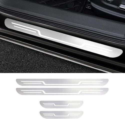 4 Stück Edelstahl Einstiegsleisten Schutz für Subaru Forester Impreza XV Crosstrek Outback WRX STI, Türschwelle Scuff Pedal Anti Scratch Schwellenabdeckung Schutz Trim Sticker,Silver