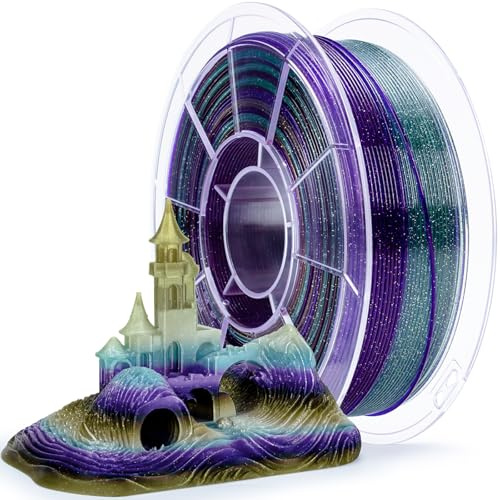ZIRO Multicolor PLA Filament 1.75mm, Schneller Farbverlauf Regenbogen PLA | 1KG Transluent 3D Druck Filament, Maßgenauigkeit +/-0.03mm, Passend für Die Meisten 3D Drucker, Luxury Nightfall