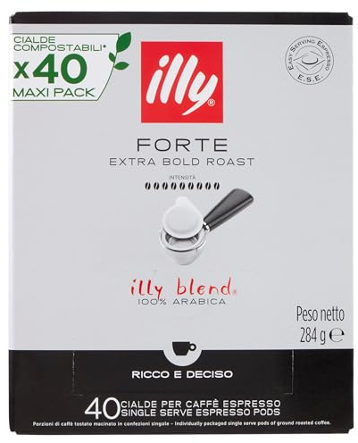 illy Forte Italian Espresso Pods, 40 ESE Pods, 100% Arabica Bold Dark Roast