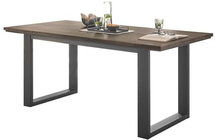 Furn.Design Esstisch in Thermo Eiche und Metall, schwarz Küchentisch 160 x 81 cm, Piano