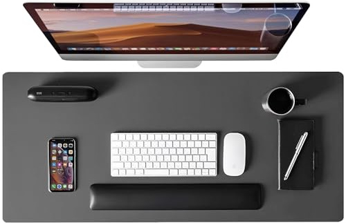 Abalter Schreibtischunterlage 80x40cm, PU-Leder Tischunterlage wasserdicht & rutschfest, XXL Mousepad Schreibunterlage, Schreibtischmatte für Büro & Home Office (Grau)