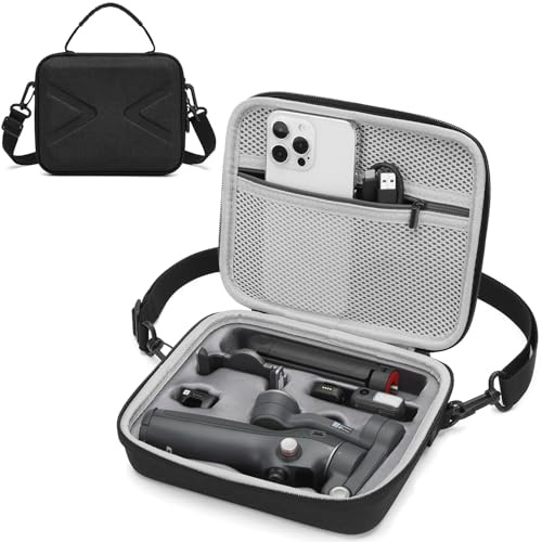 BISKLNDN Hard Case for Osmo Mobile 7P / 7, Portable Storage for OM 7P/7, Shoulder Bag for DJI OM 7 /7P Smartphone Gimbal Stabilizer Accessories Case, Black
