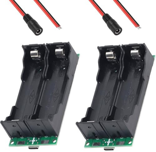 Youmile 2 pcs 18650 Lithium Battery Boost Charging Board UPS Uninterruptible Module High Power UPS 15W 3A 12V Charging and Discharging with DC Female Two-core Cable