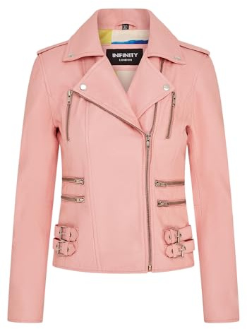 Infinity Leather Veste Motard Rétro 100% Cuir Dames
