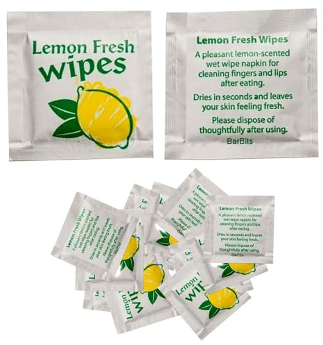 800pcs Lemon Fresh Hand Wipes Individually Wrapped Disposable Moist Towelettes Travel Size Refreshing Hand and Surface Cleaning Wipes for Restaurants Catering Picnic Office Outdoor Hospitality Use