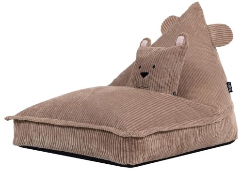 icon Bertie Bear Kids Cord Bean Bag Chair with Filling Included, Brown | Made in the UK, Kids Beanbag, Soft Corduroy Fabric, Floor Chair for Playroom or Bedroom