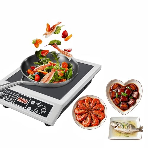 HUOMMGS 3500W Induktionskochfeld 1 Platte Induktionskochplatte mit 10 Leistungs und Temperaturstufen Freistehend Kochfeld Induktion mit 3h Timer 42 x 35cm Induktionsplatte für Braten, Kochen