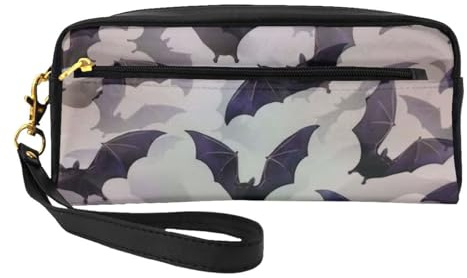 Trousse de maquillage élégante avec imprimé chauve-souris d'Halloween pour filles et étudiants - Trousse de toilette étanche